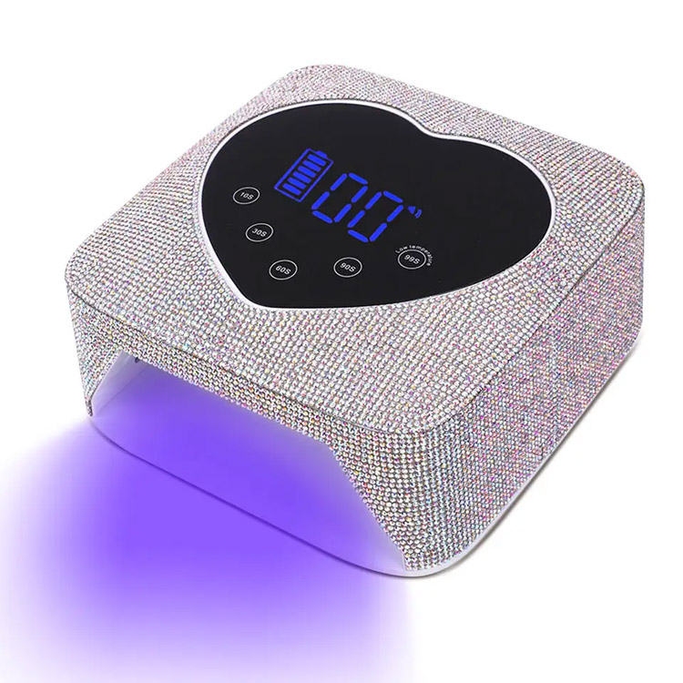 72W kalp şekli şarj edilebilir bling rhinestones tırnak lambası