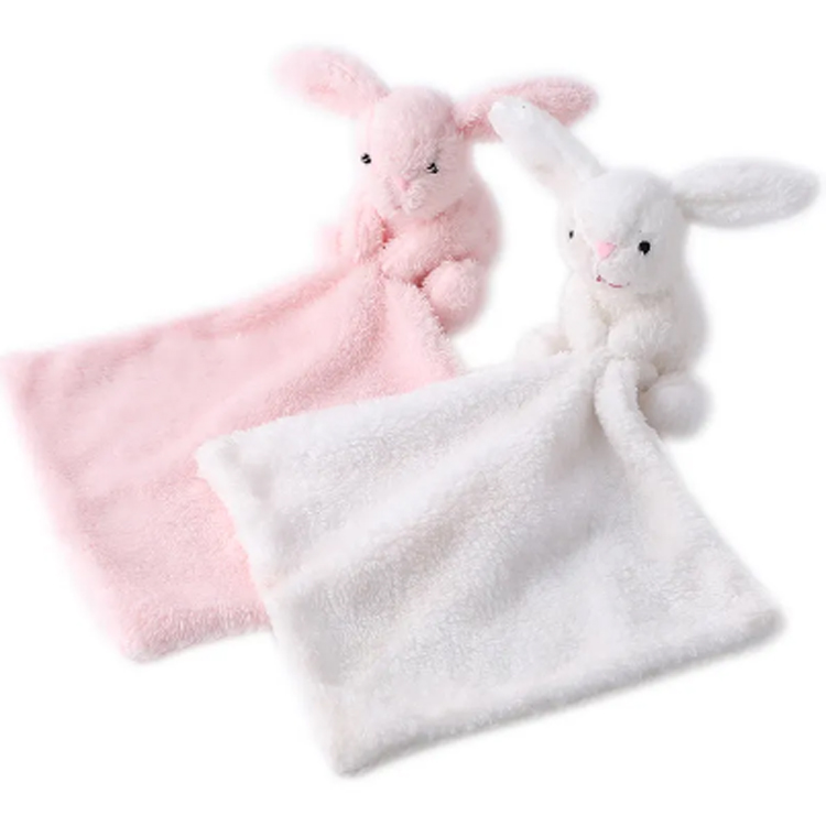 Sevimli peluş tavşan bebek oyuncakları bebek emziği tavşan yatıştırıcı havlu
