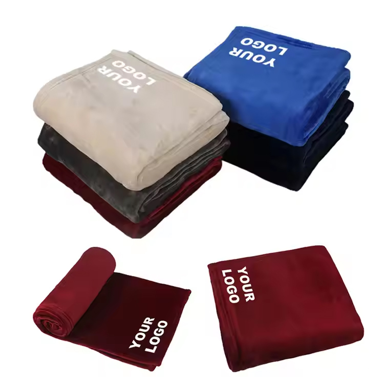 Çevre dostu tanıtım peluş kabarık mercan polar battaniye