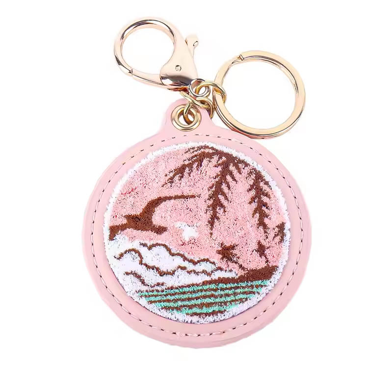 Anahtar Ring Pink Island Manzara Premium Nakış Anahtarlık
