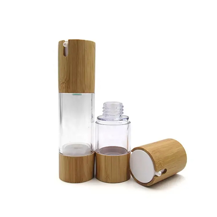 Doğa Bambu Plastik Dispenser Losyon Pompası Havasız Şişe