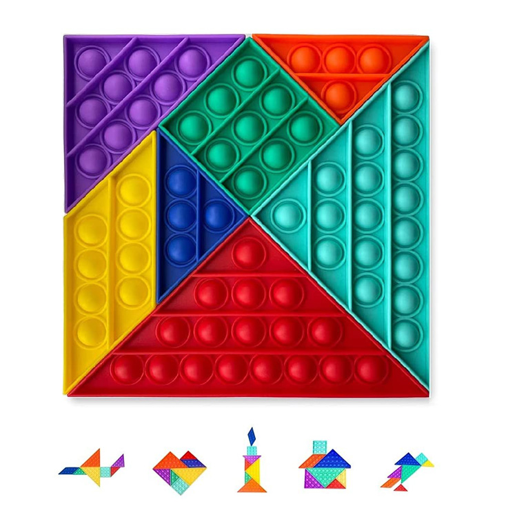 Silikon Duyusal Tangram Kabarcık Pop it Fidget Oyuncak