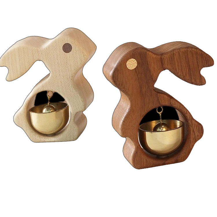 Masif Ahşap Tavşan Buzdolabı Mıknatısları El Işi Pirinç Kapı Zili